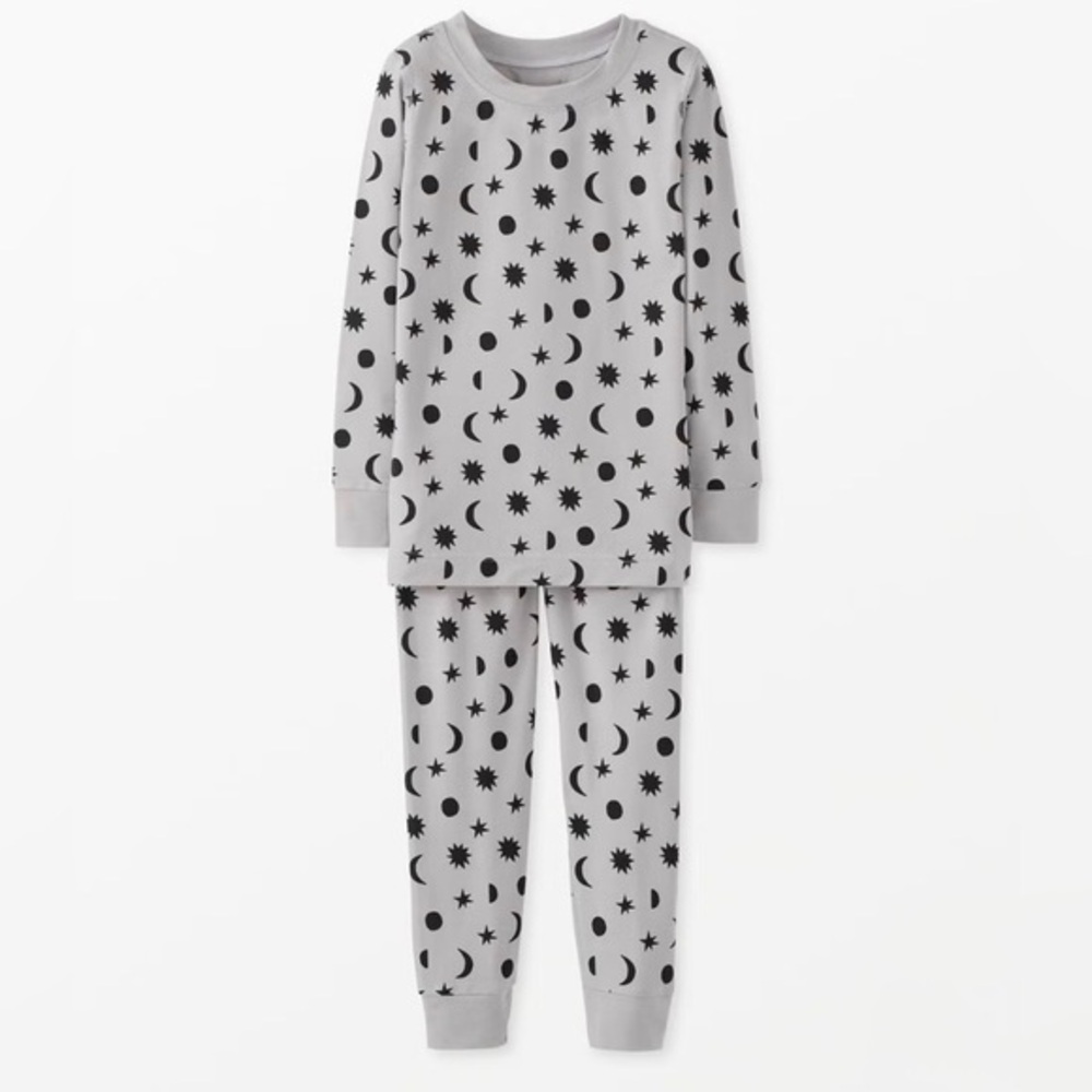 Hanna Andersson HannaSoft‎ Lyocell Pajama Set Stars & Moon Tonal on Grey 110cm
